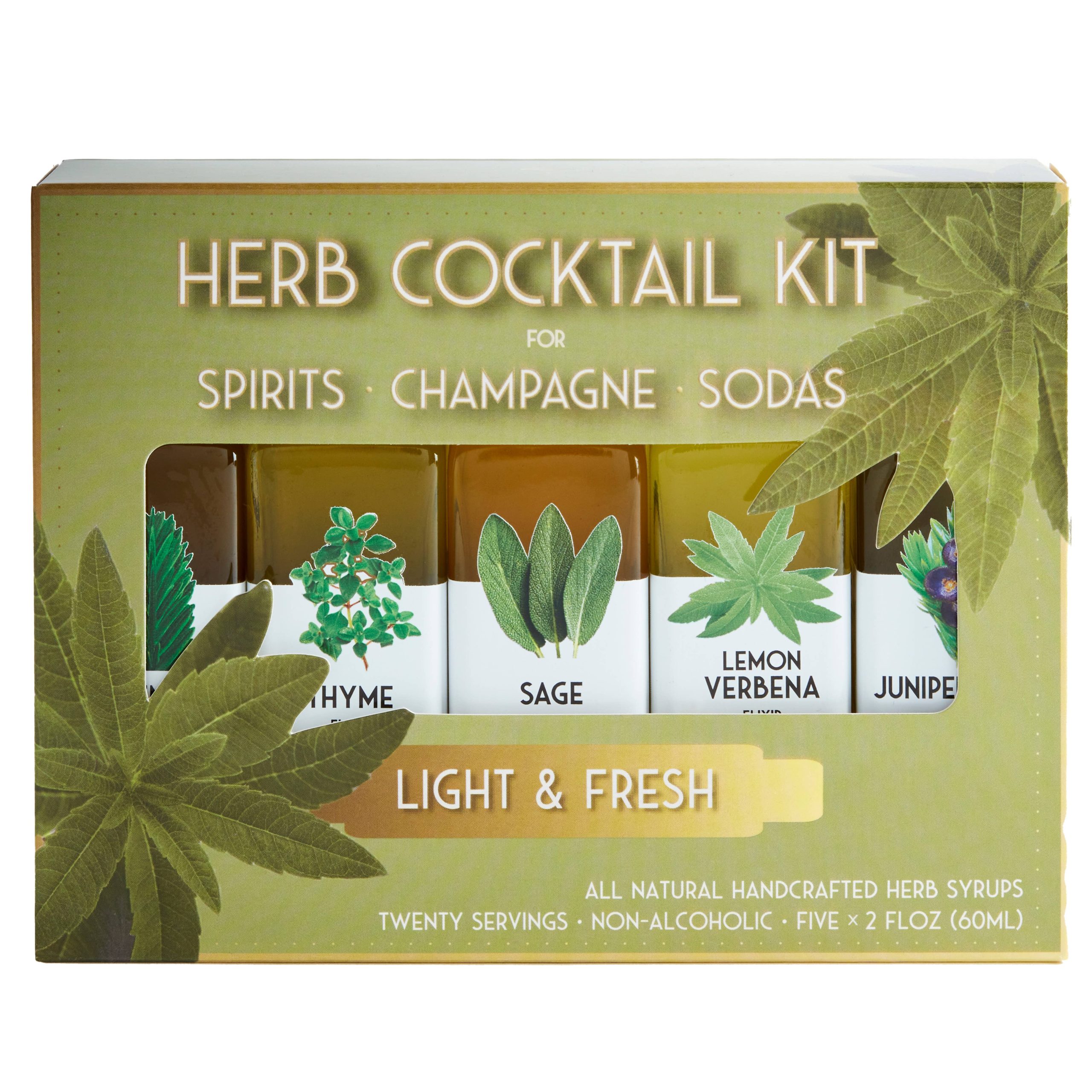 Floral Elixir Co. - Light & Fresh Herb Cocktail Kit. 5-Pack Herb Syrup