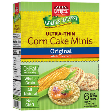 Paskesz Golden Harvest Corn Cake Minis Original, 4.2 oz.