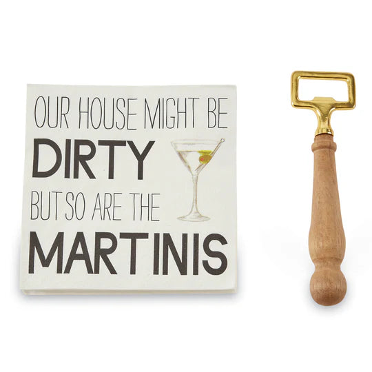 MUD PIE BOTTLE OPENER NAPKIN SET - Martini