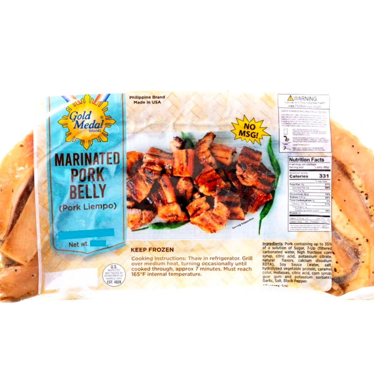 Gold Medal - Pork Belly (Pork Liempo) - Marinated - Ready To Grill - 12 OZ