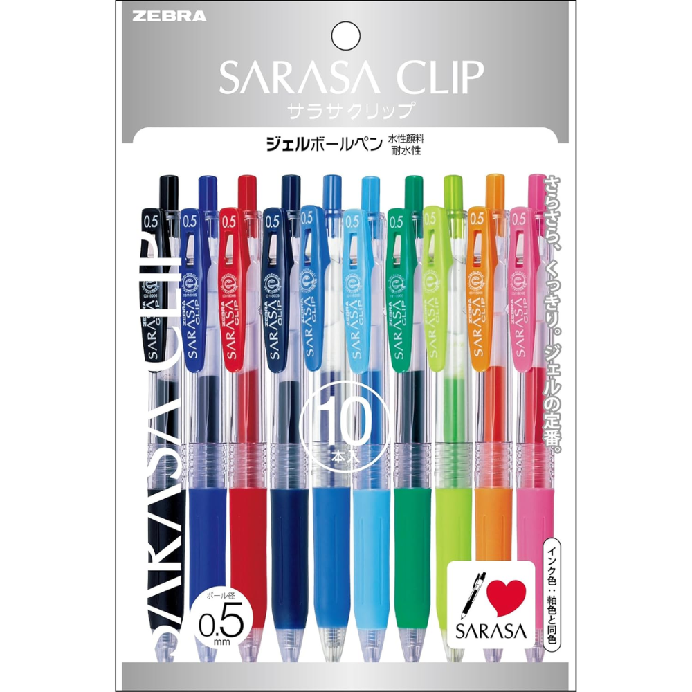 Zebra Sarasa Clip 0.5mm Gel Pens 10 Color Set – Made in JAPAN - Tokyo Sakura Mall