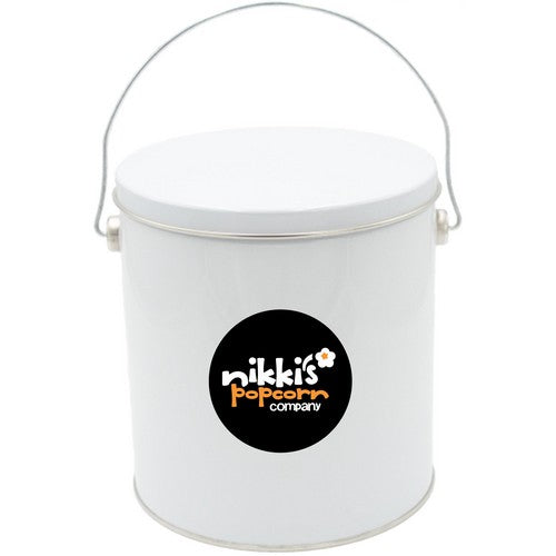 1 Gal White Gourmet Popcorn Gift Tin