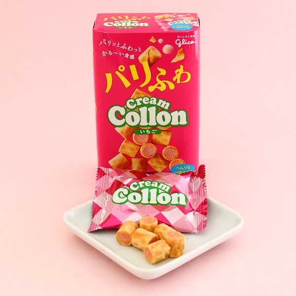 Glico Cream Collon Biscuit Roll Party Box - Strawberry