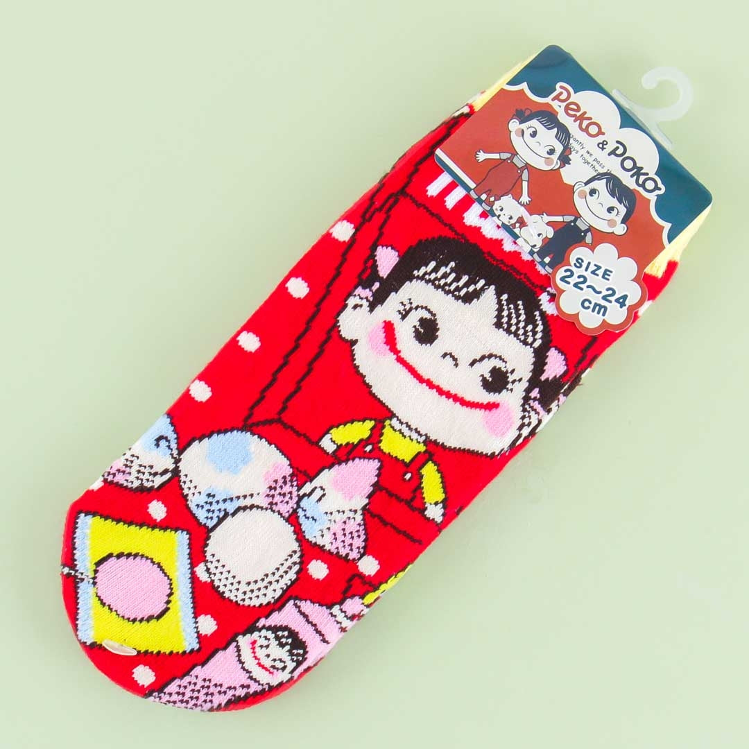 Milky Smiling Peko-Chan Polka Dot Socks