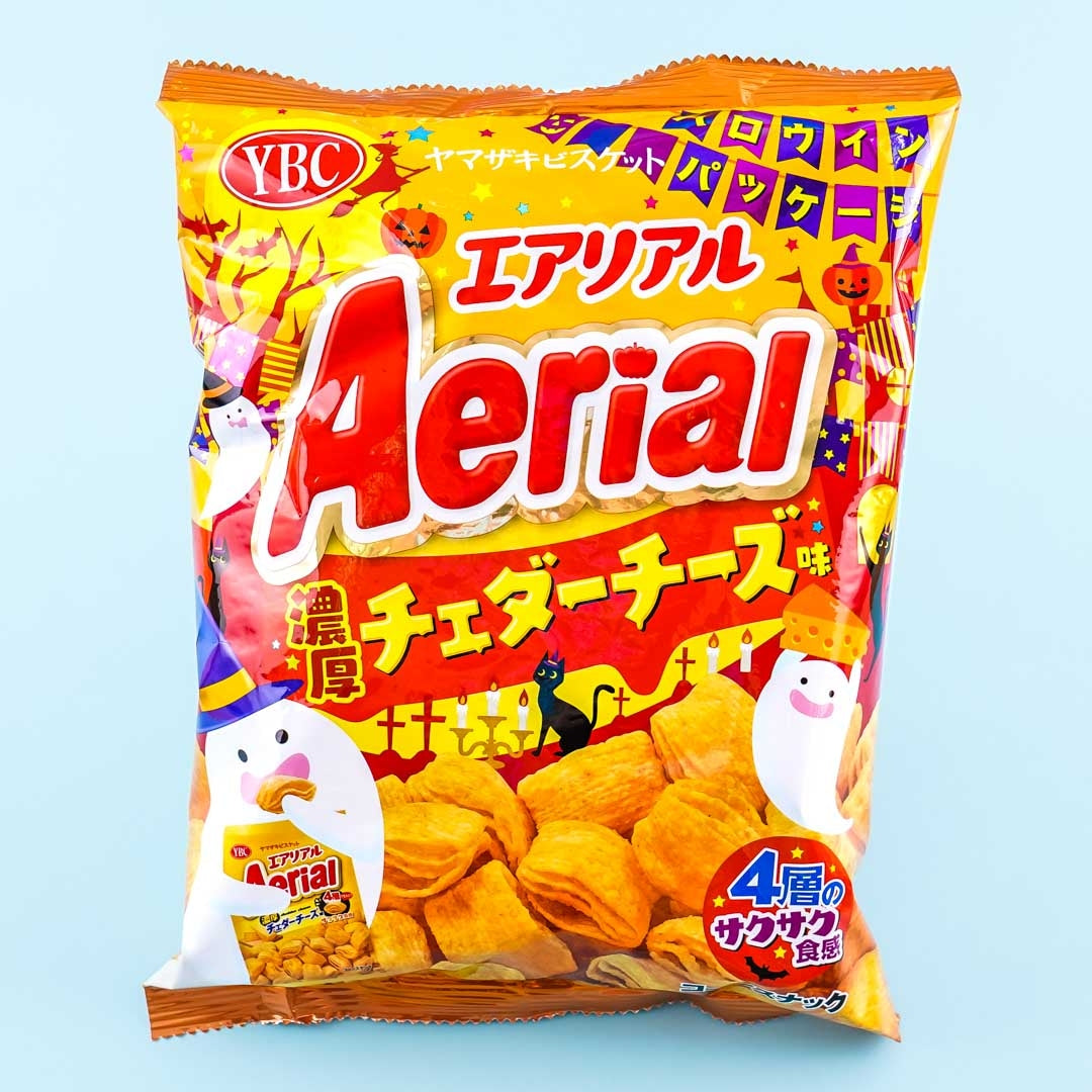 Aerial Halloween Corn Snacks - Thick Cheddar Cheese