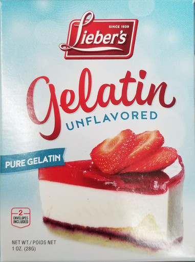 Lieber's Unflavored Gelatin Powder, Pure Protein, Sugar Free, 1 oz, 2 Packets