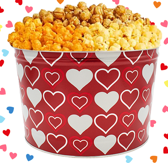 2 Gallon - Hearts - Popcorn Tin