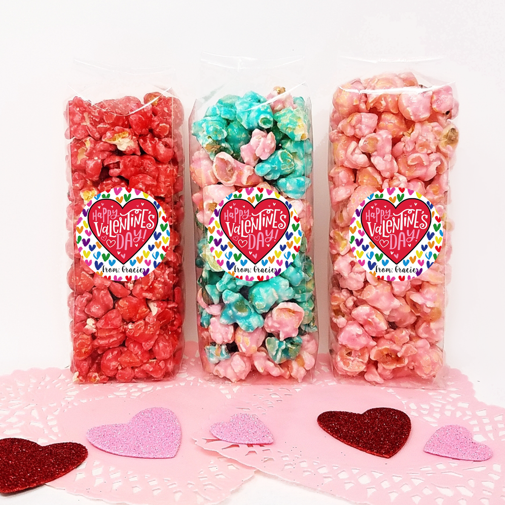 Bright Hearts - Valentine Party Favor Popcorn Bags