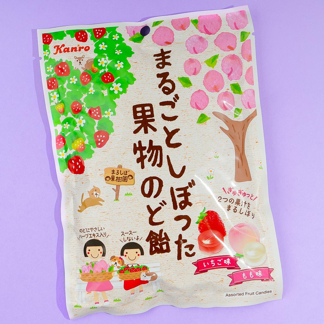Kanro Whole Squeezed Fruit Throat Candy - Strawberry & Peach
