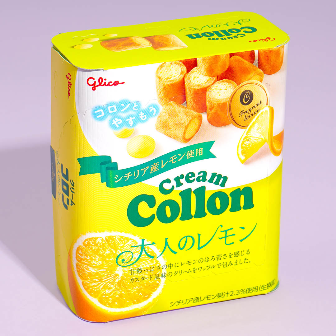 Glico Cream Collon Biscuit Rolls - Lemon