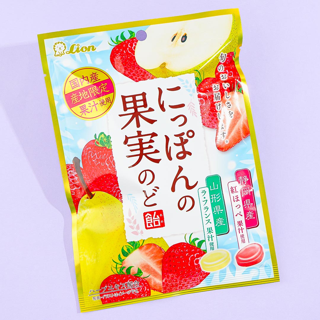 Lion Japanese Fruits Throat Lozenges - La France Pear & Beni Hoppe Str