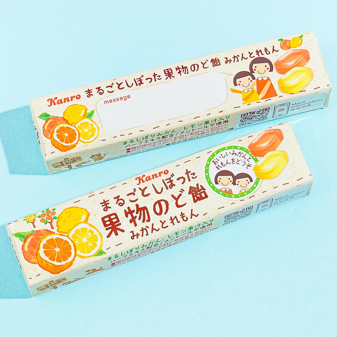 Kanro Whole Squeezed Fruit Throat Candy - Mandarin Orange & Lemon