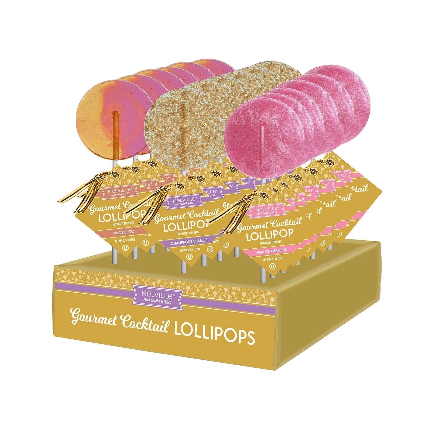 Melville Candy Company - Gourmet Cocktail Lollipop Assortment - Pink C
