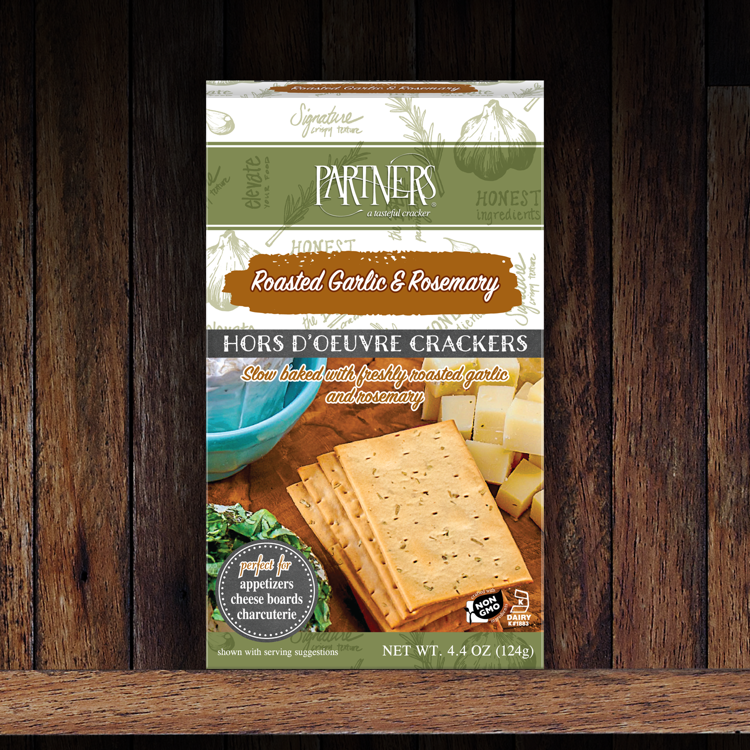 Partners Crackers - Roasted Garlic & Rosemary Hors d'Oeuvre Crackers