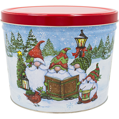2 Gal Festive Gnomes Popcorn Tin