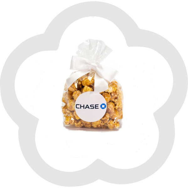 2 Cup Caramel Custom Labeled Popcorn Favor Bow Bag - 10 Pieces