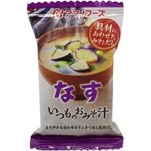 Amano Foods "Itsumo no Omisoshiru", Freeze-dried Miso Soup, Egg Plant, 1 serving