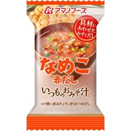 Amano Foods "Itsumo no Omisoshiru", Freeze-dried Miso Soup, Nameko Mushroom,1 serving
