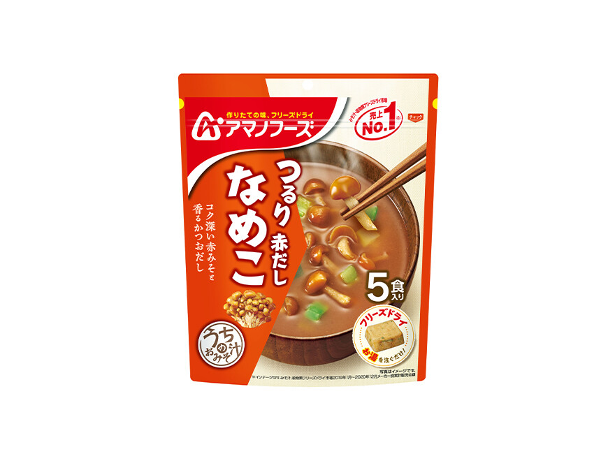 Amano Foods "Itsumo no Omisoshiru", Freeze-dried Miso Soup, Nameko Mushroom,5 servings