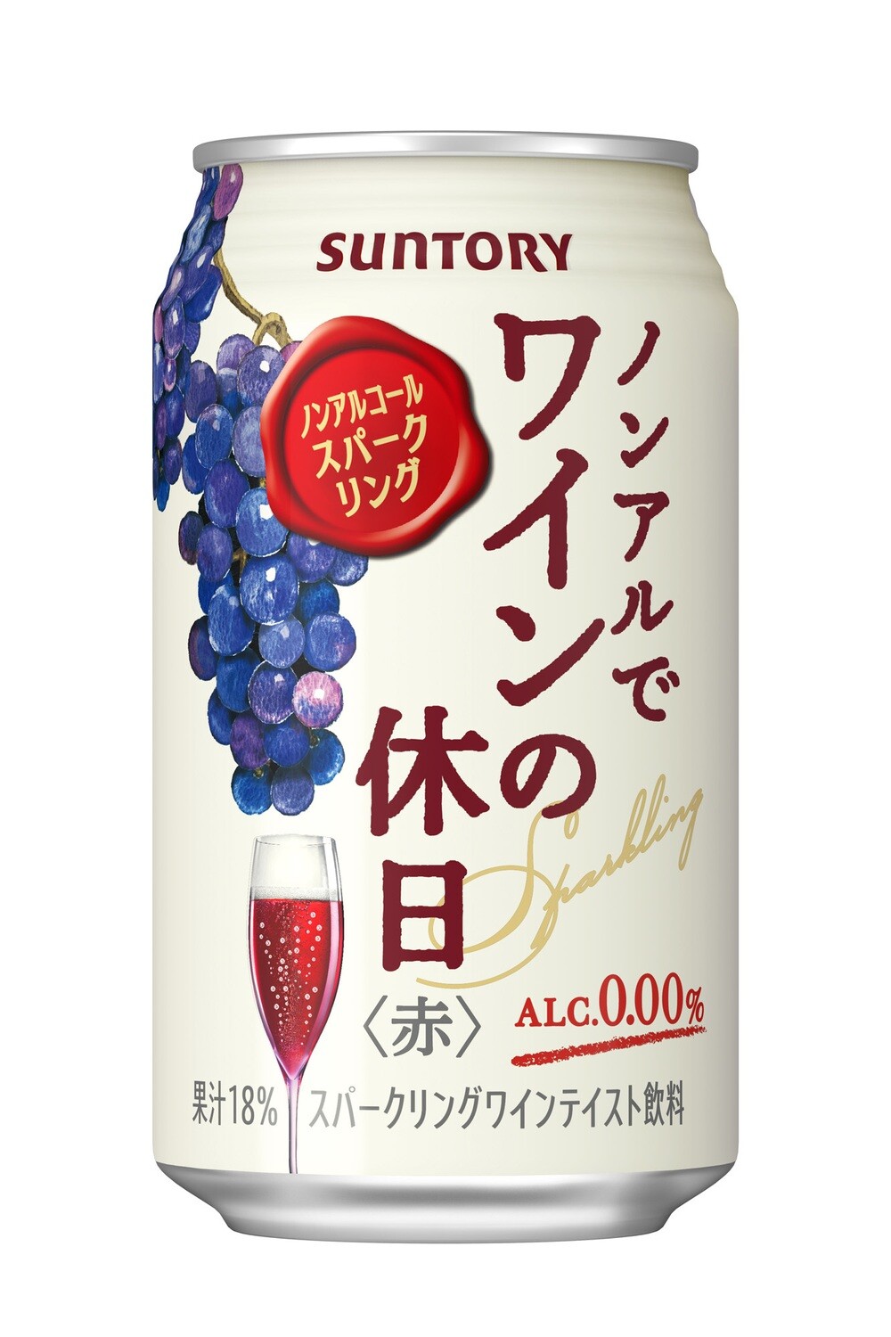 Suntory, "Wine no Kyujitsu", Non Alcohol Wine Taste Sparkling Drink, Red, 350ml