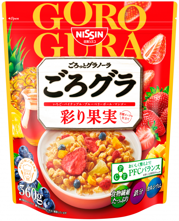 Nissin, "Goro Gura" Irodori Kajitsu, Mixed Fruits Granola, 360g in 1 bag