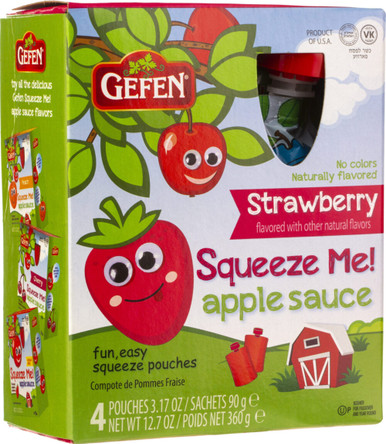 Gefen Strawberry Apple Sauce Pouches, 3.17 oz (4 Count)