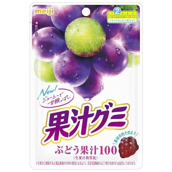 Meiji, Kaju Gummy, Fruits Gummy, Grape flavors, 51g