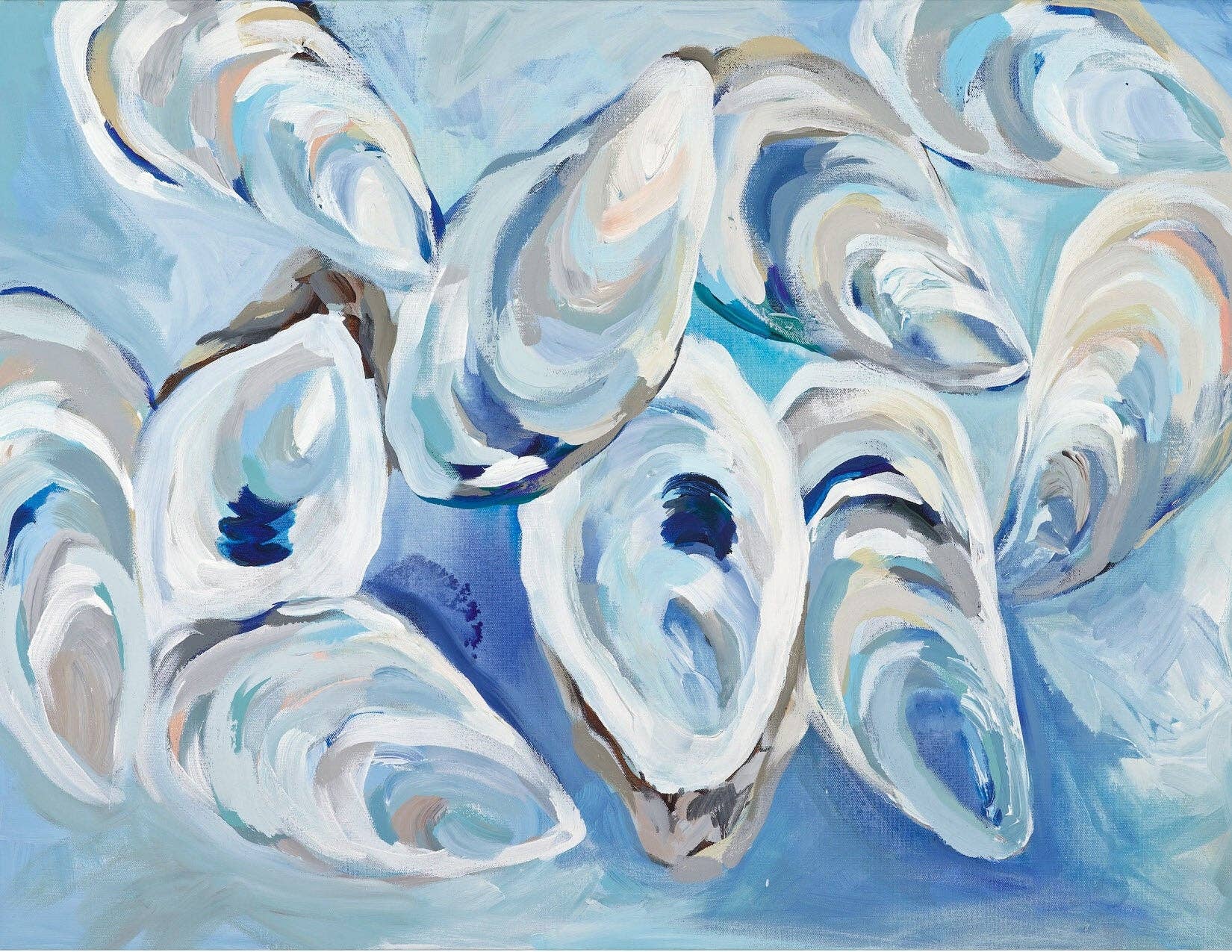 Kim Hovell Art - Sky Blue Oyster Cluster Print: 8 x 10"