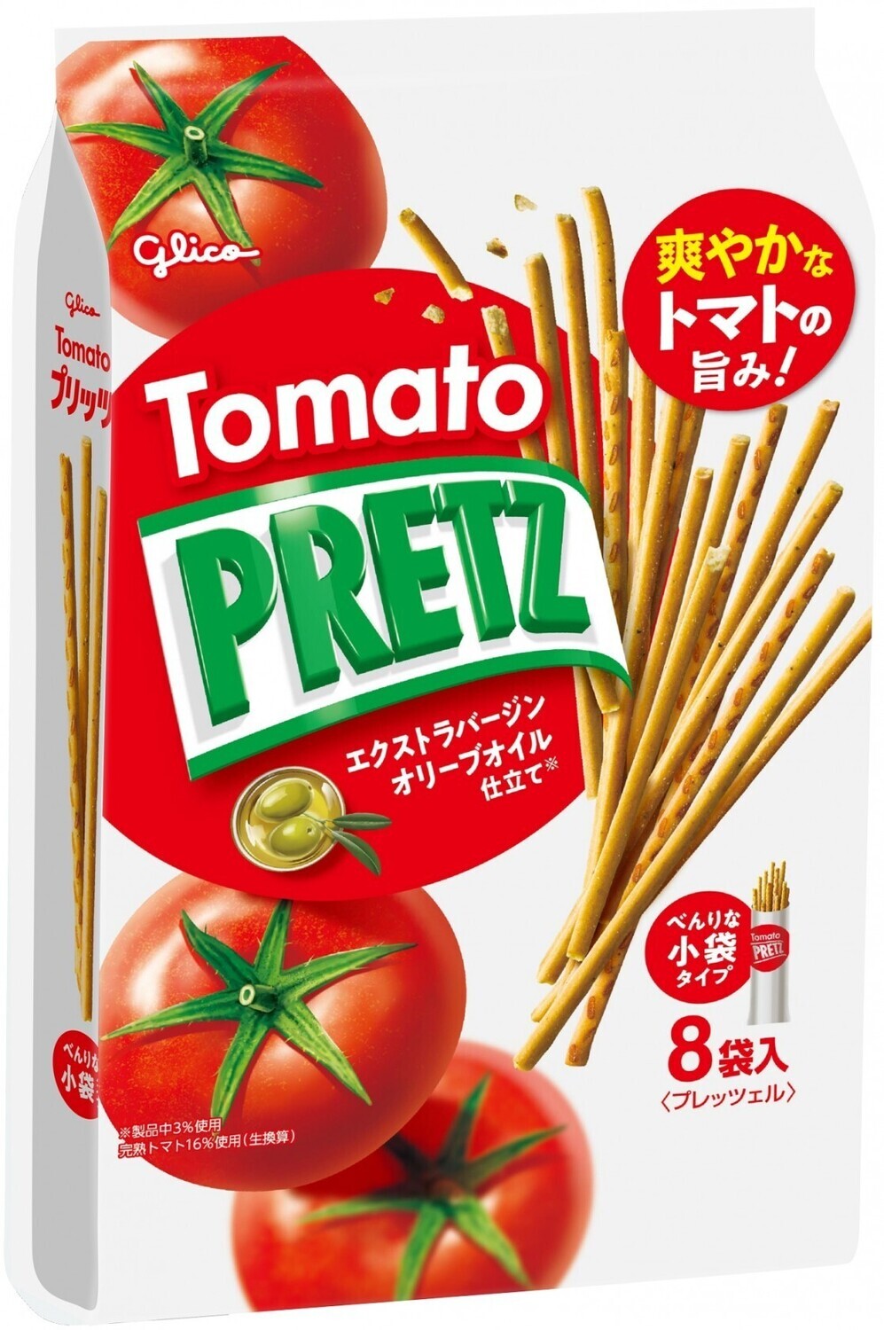 Glico "PRETZ", Tomato, 8 mini packs in 1 bag
