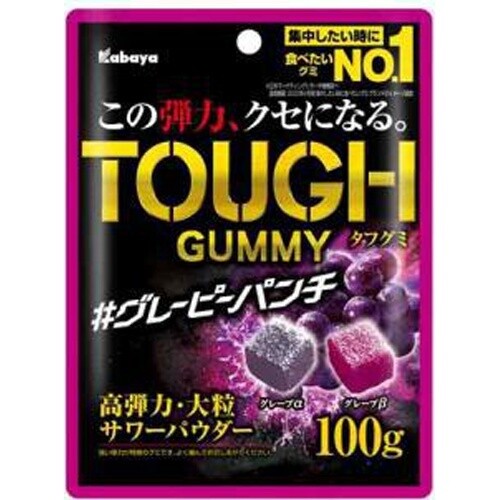 Kabaya, "Tough Gummy", Grape Punch flavors in 1 bag, 100g