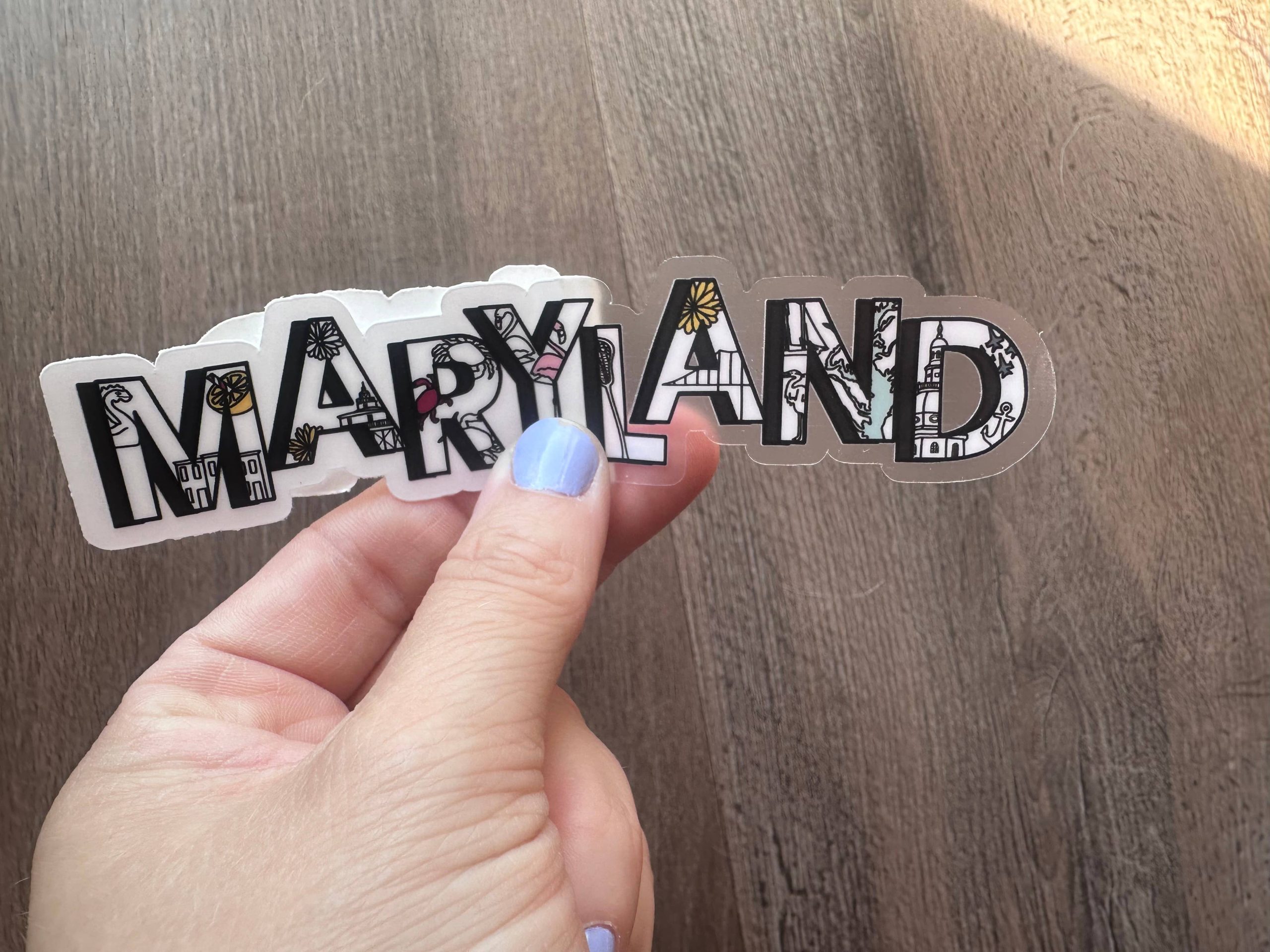 the letters mdn - Maryland Icons Clear Vinyl Sticker