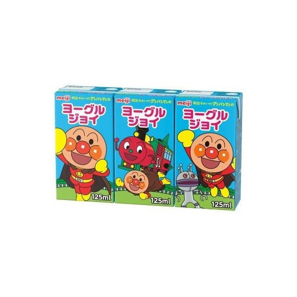 Meiji, Anpanman Drink Series, Yogurt Joy, Yogurt Flavor Lactic Drink, 125ml x 3,