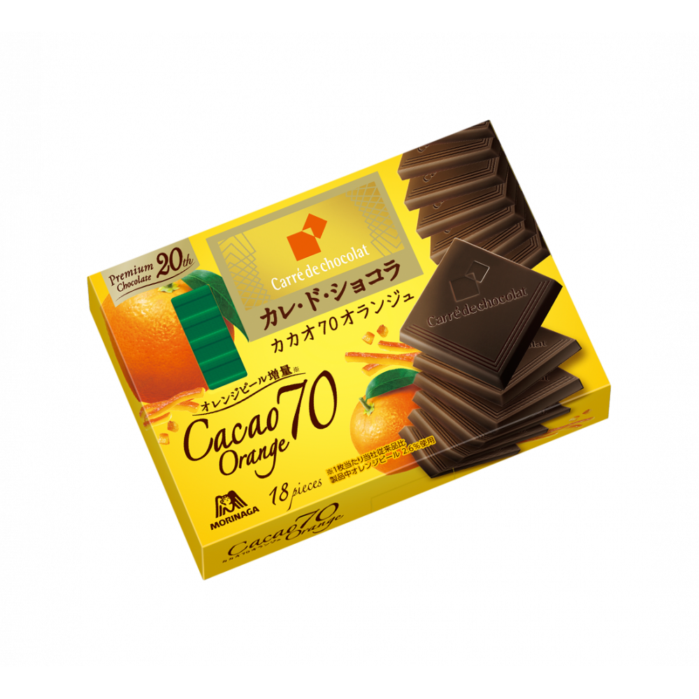 Morinaga, Carre de Chocolat, Cacao 70 Orange, 18 pcs