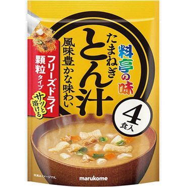 Marukome,  Instant Freeze-dried Miso Soup, Tonjiru, Onion & Pork, 4 servings, 40g