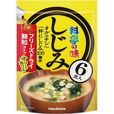 Marukome, Freeze-dried Instant Miso Soup, "Ryotei no aji" Water Clam, Shijimi, 6 cups, 42g