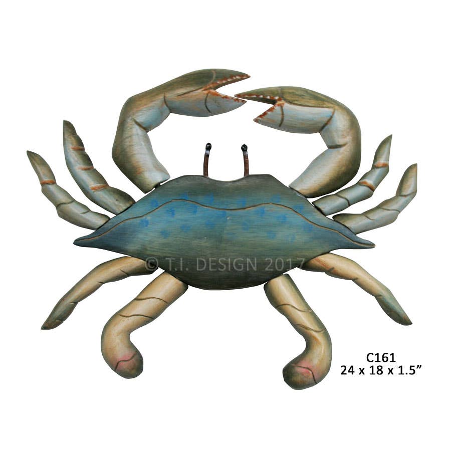 T.I. Design - Hand-Carved Wood Blue Crab Medium