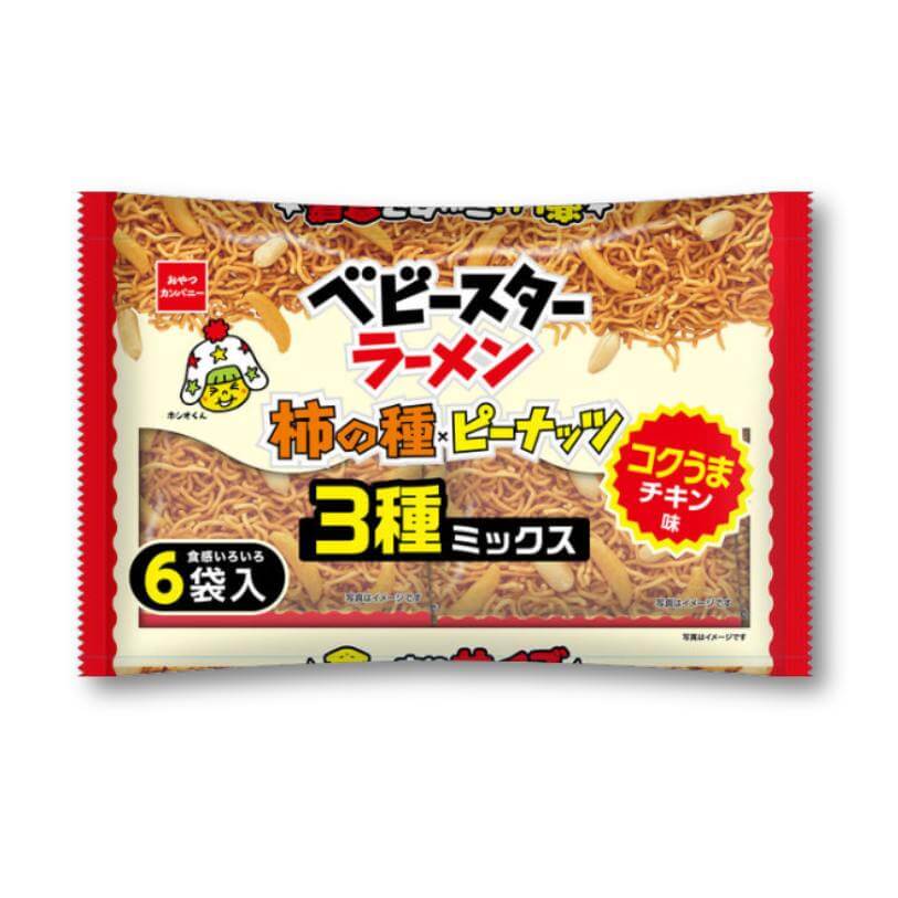 Baby Star Chicken Ramen + Kaki no tane Mix Snack - 6 pcs Pack