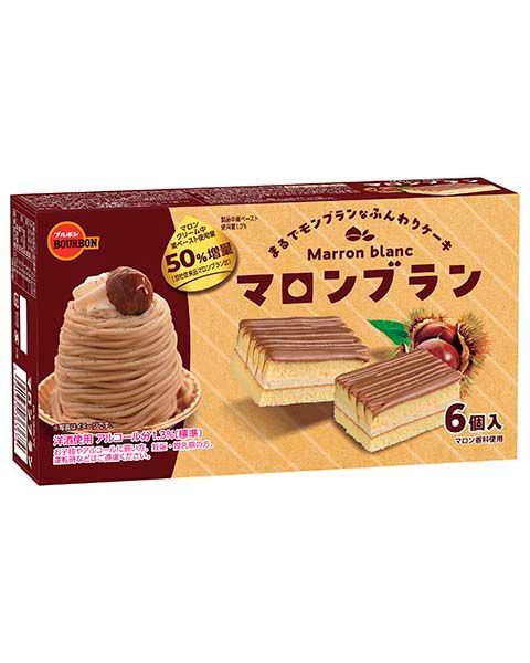 Bourbon, Marron Blanc, Soft Cake with Chestnut Cream & Choco, 6 pcs in 1 box