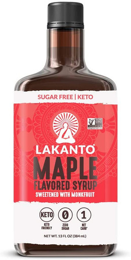 Lakanto Sugar Free Maple Syrup, Monkfruit Sweetener, Keto Diet Friendly, Vegan, 1g Net Carbs, Pancakes, Waffles, Oatmeal, Coffee, Tea, Granola, Frosting, Marinade, Dressing (13 Fl Oz)