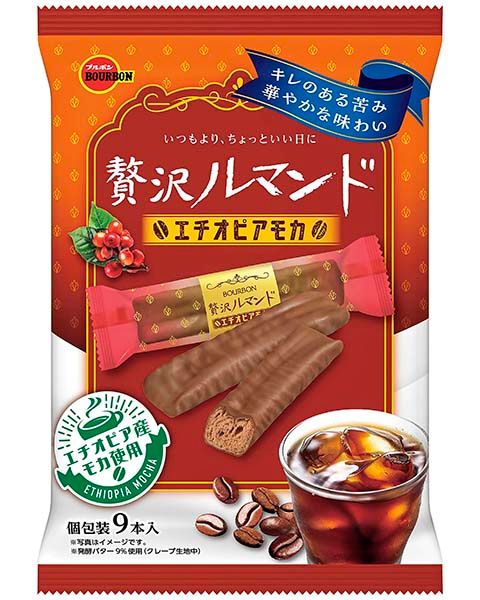 Bourbon, Zeitaku Rumando, Ethiopia Moca, Crispy Crape Cookie with Coffee Cream, 9 pcs