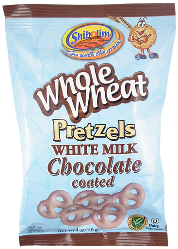 Shibolim Whole Wheat Pretzels White Milk Chocolate Coated, 4 oz.