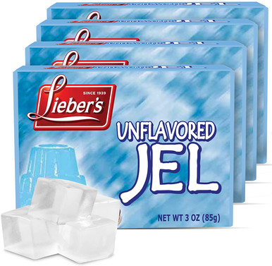 Lieber's Unflavored Clear Jel, Kosher Vegan Gelatin Mix, 3 oz (Pack of 4)