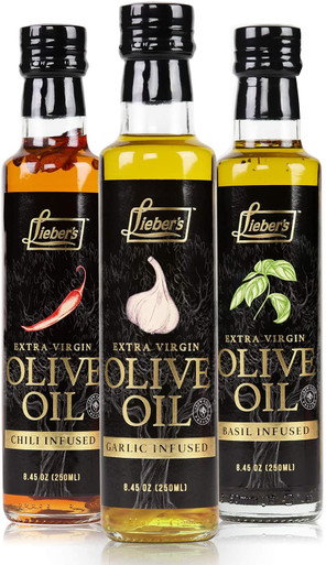 Lieber's Garlic, Chili, Basil Infused Extra Virgin Olive Oil Gift Set, 8.45 Fl oz.