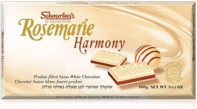 Schmerling's Rosemarie Harmony Swiss White Chocolate Bar, Praline Filled, 3.5 oz