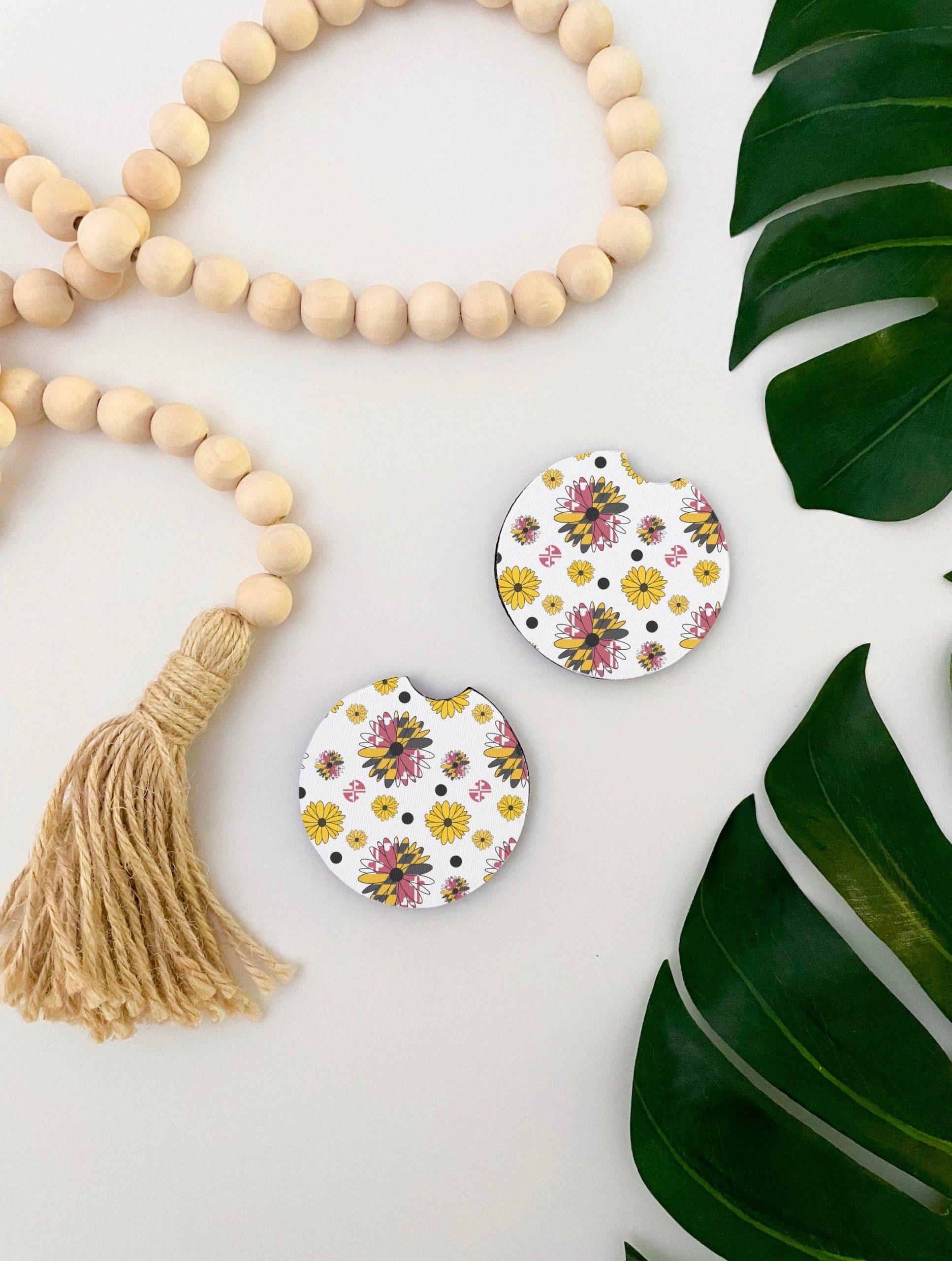 Jami Creates - Maryland Flower Car Coasters