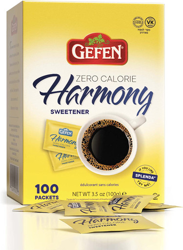 Gefen Harmony Zero Calorie Sweetener, Kosher for Passover, 100 Packets