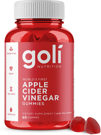 Goli Apple Cider Vinegar Gummy Vitamins, Gluten-Free, Vegan, Vitamin B9, B12, Beetroot, Pomegranate, 60 Count