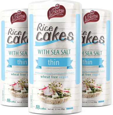 La Bonne Thin Rice Cakes with Sea Salt, Kosher for Passover, 3.1 oz (Pack of 3)