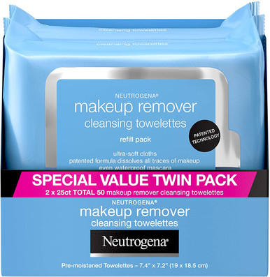 Neutrogena Makeup Remover Cleansing Face Wipes, 25 Count (Pack of 2)