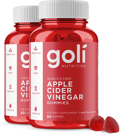 Goli Apple Cider Vinegar Gummy Vitamins, 60 Count (Pack of 2)